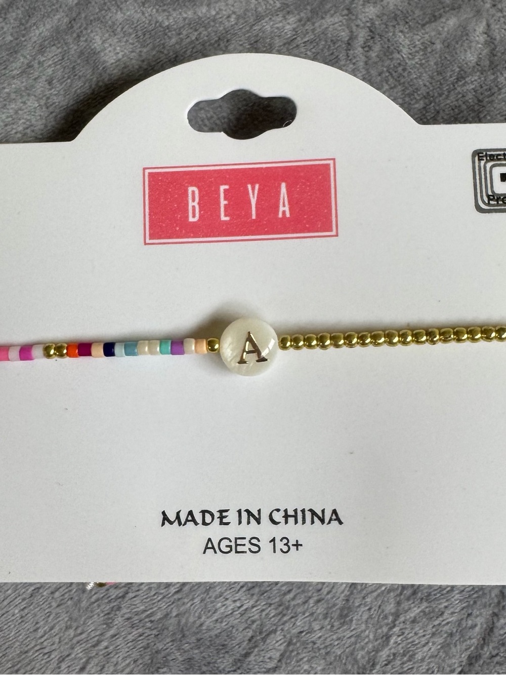 Multicolor Beaded Initial 'A' Bracelet - Gold Accent